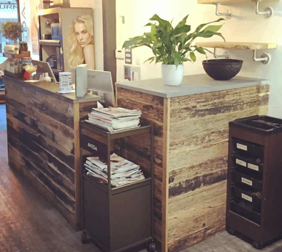 Custom wooden counter for a retail display