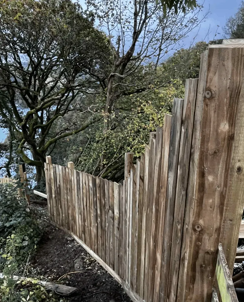 Detail of wooden railings from an outdoor carpentry project